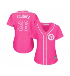 Women's Texas Rangers #36 Edinson Volquez Replica Pink Fashion Cool Base Baseball Jersey