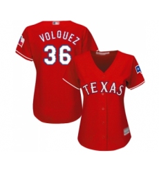 Women's Texas Rangers #36 Edinson Volquez Replica Red Alternate Cool Base Baseball Jersey