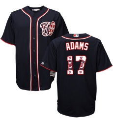 Men's Majestic Washington Nationals #17 Matt Adams Authentic Navy Blue Team Logo Fashion Cool Base MLB Jersey