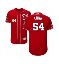 Men's Washington Nationals #54 Kevin Long Red Alternate Flex Base Authentic Collection 2019 World Series Champions Baseball Jersey