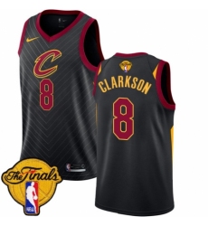 Men's Nike Cleveland Cavaliers #8 Jordan Clarkson Authentic Black 2018 NBA Finals Bound NBA Jersey Statement Edition