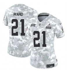 Women's Cleveland Browns #21 Denzel Ward 2024 F.U.S.E Arctic Camo Salute To Service Limited Stitched Jersey(Run Small)