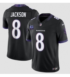 Men's Baltimore Ravens #8 Lamar Jackson Black 2026 With 1-Star C F.U.S.E. Alternate Vapor Limited Football Stitched Jersey