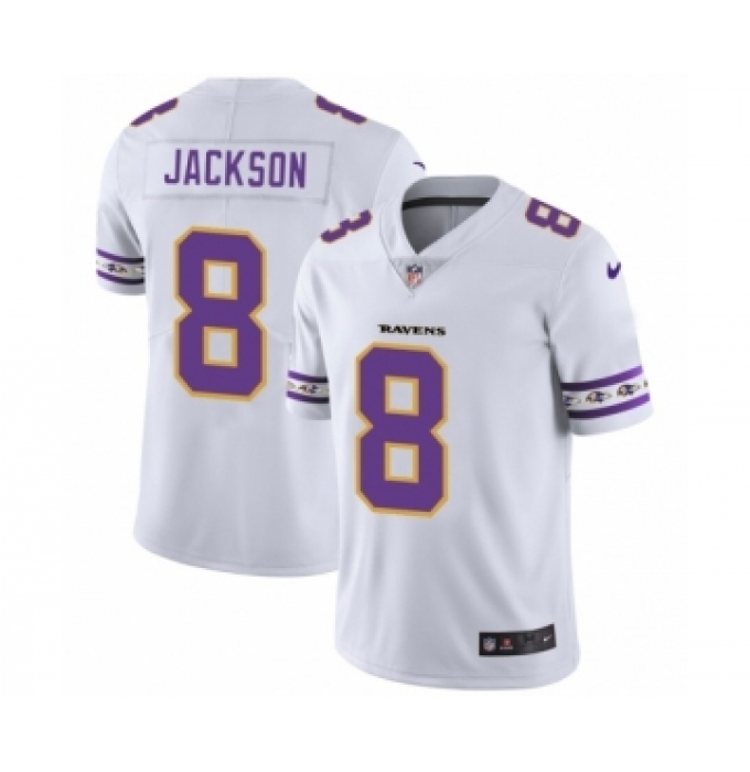 Men's Baltimore Ravens #8 Lamar Jackson White Team Logo Cool Edition Jersey