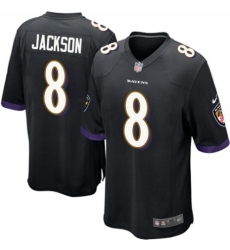 Men's Nike Baltimore Ravens #8 Lamar Jackson Game Black Alternate NFL Jersey