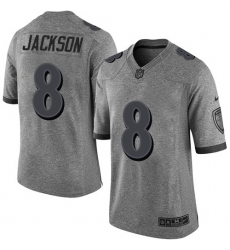 Men's Nike Baltimore Ravens #8 Lamar Jackson Limited Gray Gridiron NFL Jersey