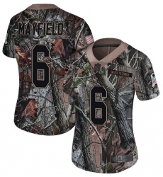 Women's Nike Cleveland Browns #6 Baker Mayfield Limited Camo Rush Realtree NFL Jersey