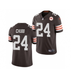 Men's Cleveland Browns #24 Nick Chubb 2021 Brown 75th Anniversary Patch Vapor Untouchable Limited Jersey