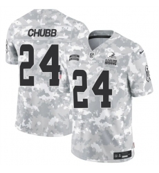 Men's Cleveland Browns #24 Nick Chubb 2024 F.U.S.E Arctic Camo Salute To Service Limited Stitched Football Jersey