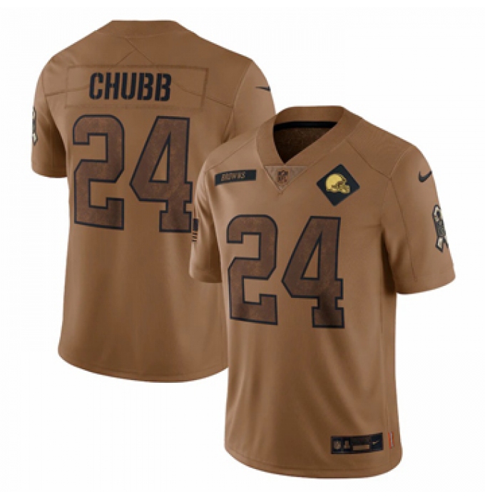 Men's Cleveland Browns #24 Nick Chubb Nike Brown 2023 Salute To Service Limited Jersey