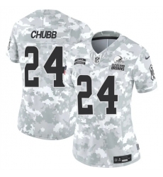 Women's Cleveland Browns #24 Nick Chubb 2024 F.U.S.E Arctic Camo Salute To Service Limited Stitched Jersey(Run Small)