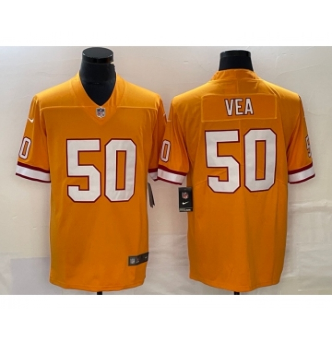 Men's Nike Tampa Bay Buccaneers #50 Vita Vea Yellow Limited Stitched Throwback Jersey