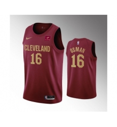 Men's Cleveland Cavaliers #16 Cedi Osman Wine Icon Edition Stitched Basketball Jersey