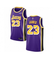 Men's Los Angeles Lakers #23 LeBron James Authentic Purple Basketball Jerseys - Statement Editi