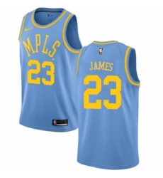 Men's Nike Los Angeles Lakers #23 LeBron James Authentic Blue Hardwood Classics NBA Jersey