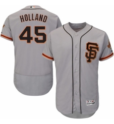 Men's Majestic San Francisco Giants #45 Derek Holland Grey Alternate Flex Base Authentic Collection MLB Jersey