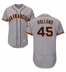 Men's Majestic San Francisco Giants #45 Derek Holland Grey Road Flex Base Authentic Collection MLB Jersey