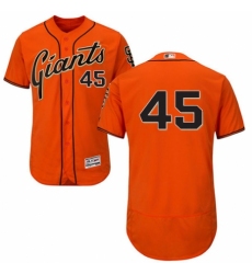 Men's Majestic San Francisco Giants #45 Derek Holland Orange Alternate Flex Base Authentic Collection MLB Jersey