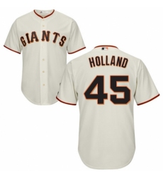 Men's Majestic San Francisco Giants #45 Derek Holland Replica Cream Home Cool Base MLB Jersey
