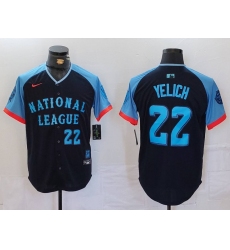 Men's Milwaukee Brewers #22 Christian Yelich Number Navy 2024 All Star Limited Stitched Jersey