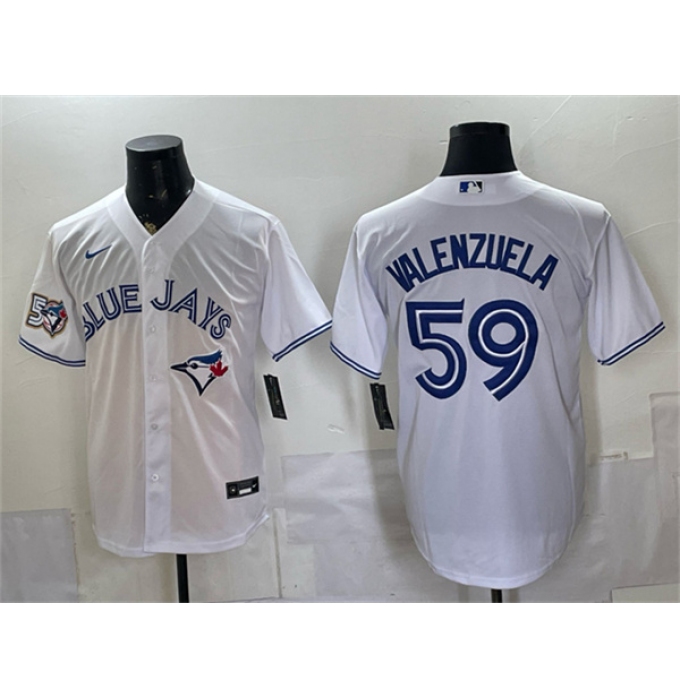 Men's Toronto Blue Jays #59 Brandon Valenzuela White 50 Seasons Stitched Baseball Jersey