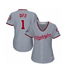 Women's Washington Nationals #1 Wilmer Difo Authentic Grey Road Cool Base 2019 World Series Champions Baseball Jersey