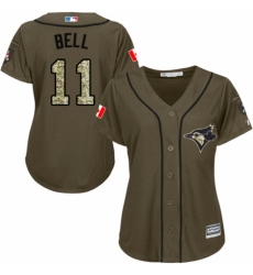 Women's Majestic Toronto Blue Jays #11 George Bell Authentic Green Salute to Service MLB Jersey