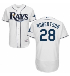 Men's Majestic Tampa Bay Rays #28 Daniel Robertson Home White Home Flex Base Authentic Collection MLB Jersey
