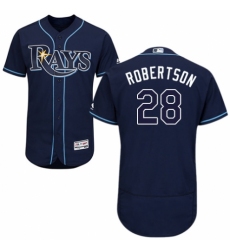 Men's Majestic Tampa Bay Rays #28 Daniel Robertson Navy Blue Alternate Flex Base Authentic Collection MLB Jersey