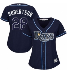 Women's Majestic Tampa Bay Rays #28 Daniel Robertson Authentic Navy Blue Alternate Cool Base MLB Jersey