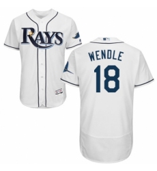 Men's Majestic Tampa Bay Rays #18 Joey Wendle Home White Home Flex Base Authentic Collection MLB Jersey