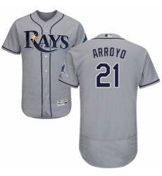 Men's Majestic Tampa Bay Rays #21 Christian Arroyo Grey Road Flex Base Authentic Collection MLB Jersey