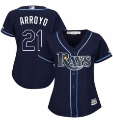 Women's Majestic Tampa Bay Rays #21 Christian Arroyo Authentic Navy Blue Alternate Cool Base MLB Jersey