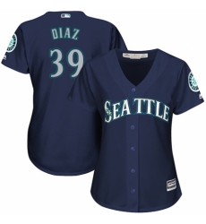 Women's Majestic Seattle Mariners #39 Edwin Diaz Replica Navy Blue Alternate 2 Cool Base MLB Jersey