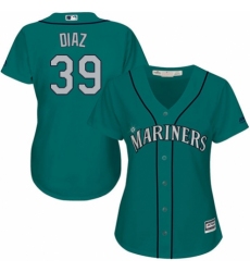 Women's Majestic Seattle Mariners #39 Edwin Diaz Replica Teal Green Alternate Cool Base MLB Jersey