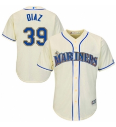 Youth Majestic Seattle Mariners #39 Edwin Diaz Replica Cream Alternate Cool Base MLB Jersey