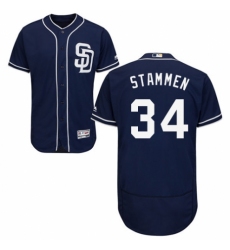 Men's Majestic San Diego Padres #34 Craig Stammen Navy Blue Alternate Flex Base Authentic Collection MLB Jersey