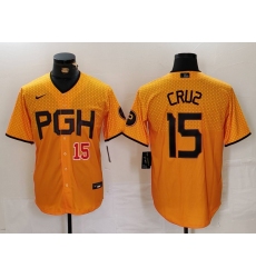 Men's Pittsburgh Pirates #15 Oneil Cruz Yellow 2023 City Connect Stitched Jerseys