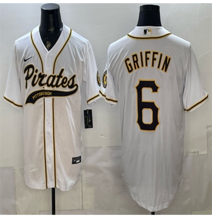 Men's Pittsburgh Pirates #6 Konnor Griffin White Cool Base Stitched Baseball Jersey