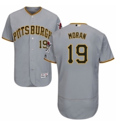 Men's Majestic Pittsburgh Pirates #19 Colin Moran Grey Road Flex Base Authentic Collection MLB Jersey