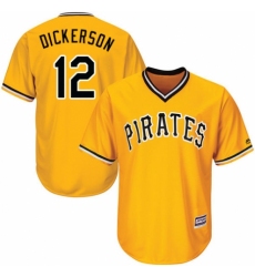 Men's Majestic Pittsburgh Pirates #12 Corey Dickerson Replica Gold Alternate Cool Base MLB Jersey