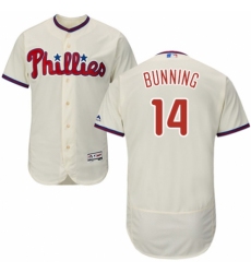 Men's Majestic Philadelphia Phillies #14 Jim Bunning Cream Alternate Flex Base Authentic Collection MLB Jersey
