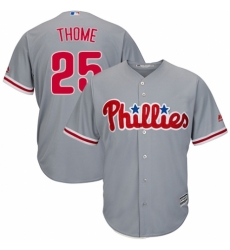 Youth Majestic Philadelphia Phillies #25 Jim Thome Replica Grey Road Cool Base MLB Jersey
