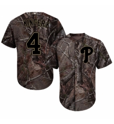 Men's Majestic Philadelphia Phillies #4 Scott Kingery Authentic Camo Realtree Collection Flex Base MLB Jersey
