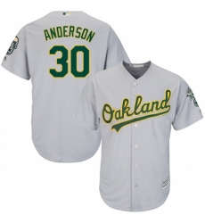 Youth Majestic Oakland Athletics #30 Brett Anderson Authentic Grey Road Cool Base MLB Jersey