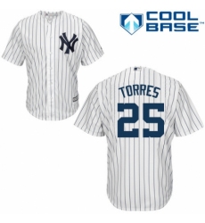 Youth Majestic New York Yankees #25 Gleyber Torres Authentic White Home MLB Jersey