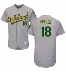 Men's Majestic Oakland Athletics #18 Chad Pinder Grey Road Flex Base Authentic Collection MLB Jersey