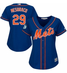 Women's Majestic New York Mets #29 Devin Mesoraco Authentic Royal Blue Alternate Home Cool Base MLB Jersey