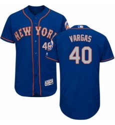 Men's Majestic New York Mets #40 Jason Vargas Royal/Gray Alternate Flex Base Authentic Collection MLB Jersey