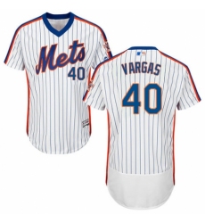 Men's Majestic New York Mets #40 Jason Vargas White Alternate Flex Base Authentic Collection MLB Jersey